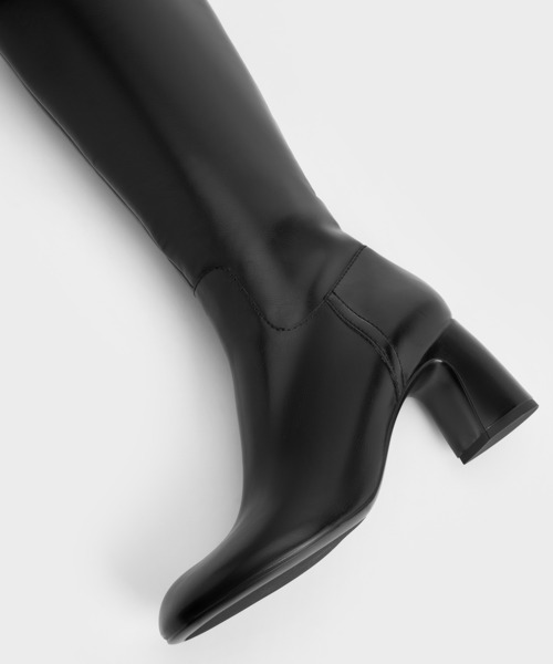 CHARLES ＆ KEITH ブーツ ブロックヒール ロングバイカーブーツ