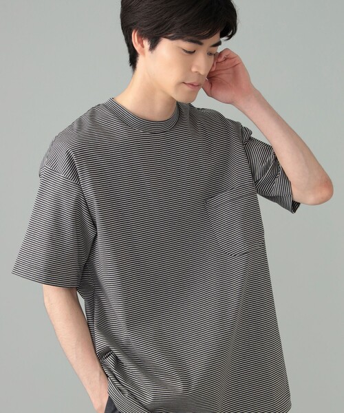 tシャツ *A VONTADE / ミニボーダー ポケットTシャツ メンズの画像
