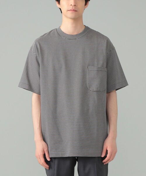 tシャツ *A VONTADE / ミニボーダー ポケットTシャツ メンズの画像