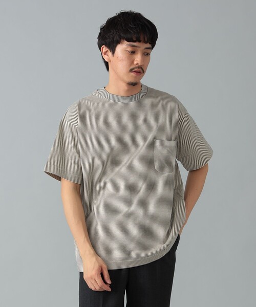tシャツ *A VONTADE / ミニボーダー ポケットTシャツ メンズの画像