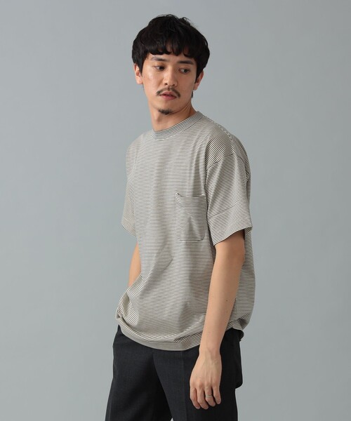tシャツ *A VONTADE / ミニボーダー ポケットTシャツ メンズの画像