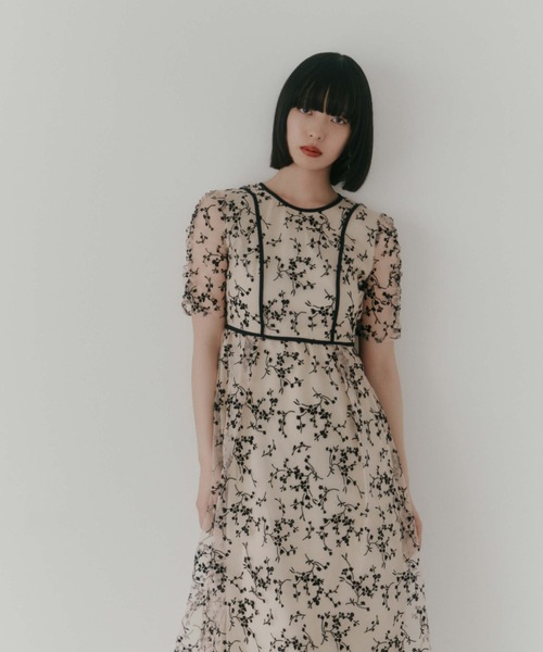【美品】フロッキーパイピングドレス kaene 結婚式 サイズ38 カエン kaene ワンピース フロッキーパイピングドレス : ZOZOTOWN Yahoo