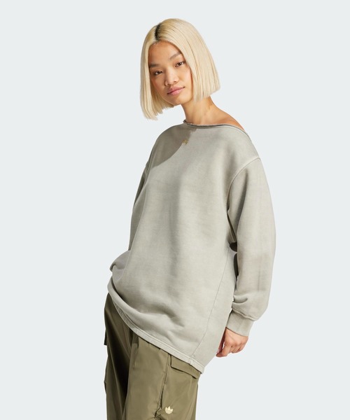 adidas トレーナー スウェット ウォッシュ オフショルダー