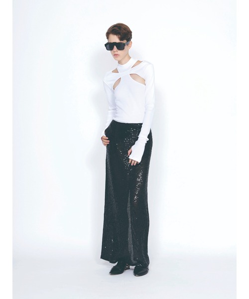 【JOHN LAWRENCE SULLIVAN】リブレイヤードハイネックトップス RIB LAYERED HI-NECK TOP(FREE GREY): JOHN LAWRENCE SULLIVAN