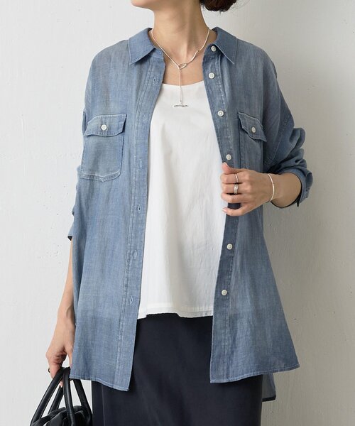 BEARDSLEY ブラウス シャツ 「FRIPIER」シフォンデニムシャツ