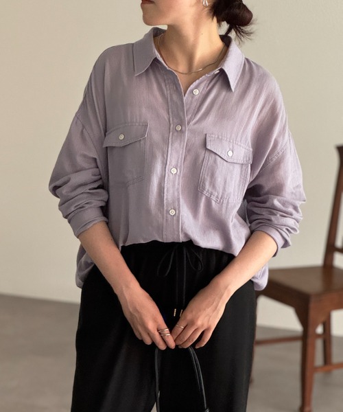 BEARDSLEY ブラウス シャツ 「FRIPIER」シフォンデニムシャツ