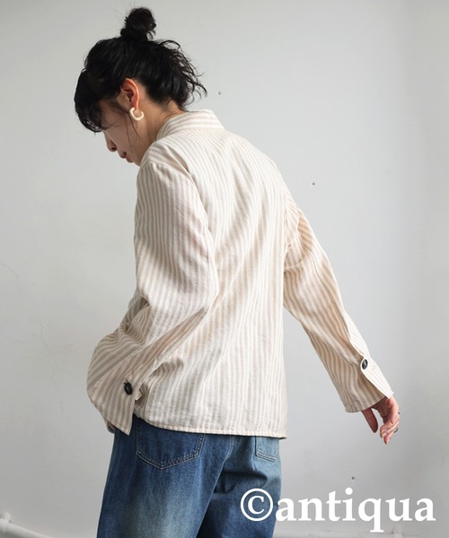 レディース アンティカ ゆるふわ ストライプ ビッグシャツ ブラウス