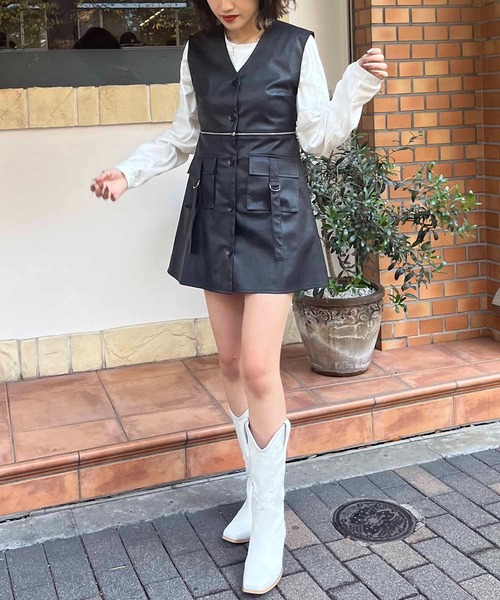 「SPIRALGIRL」 サロペットスカート FREE ブラック レディース_画像2