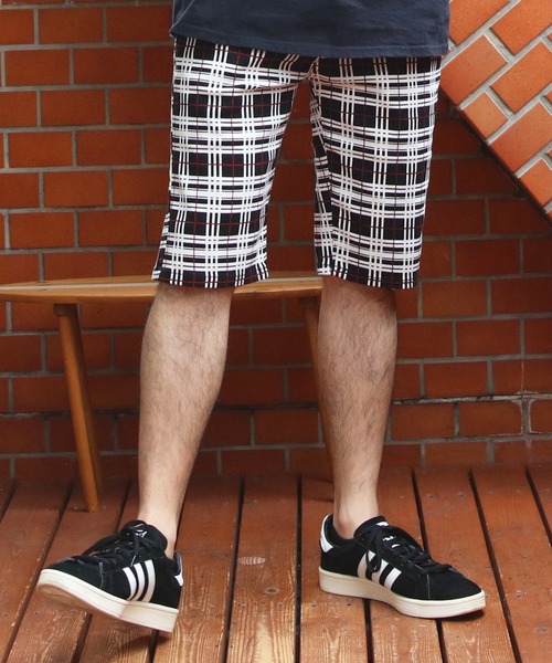8 ハーフパンツ パンツ 総柄カツラギチェックショートパンツ メンズ