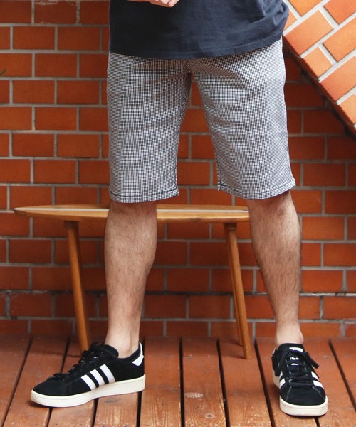 8 ハーフパンツ パンツ 短パン 総柄カツラギチェックショートパンツ