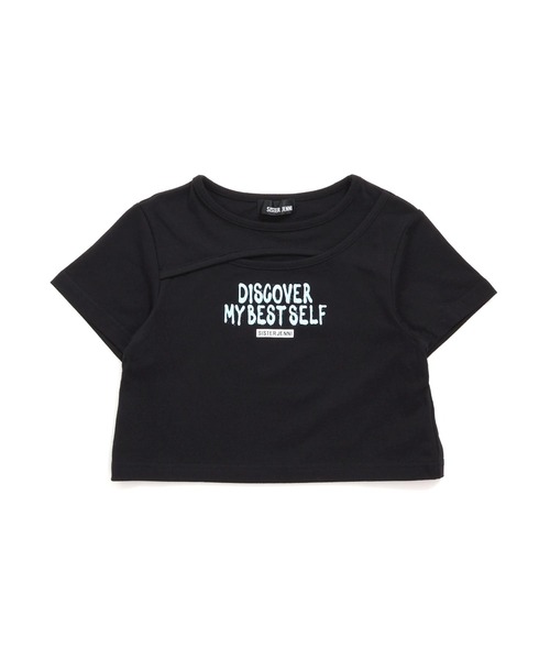 SISTER JENNI tシャツ 「コットン100％」スプレー風ロゴ胸あき短