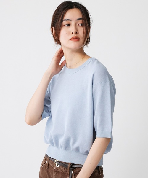 tシャツ シャイニー5分袖プルオーバー レディース