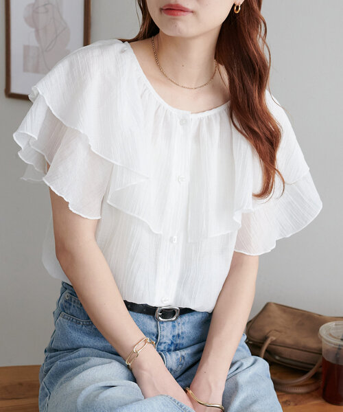 OUR　フリルカラーブラウス セール】フリルカラーブラウス（シャツ/ブラウス）｜AMERICAN HOLIC