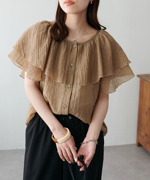 Discoat ブラウス シャツ 「新色追加!/WEB限定」フリルカラーブラウス