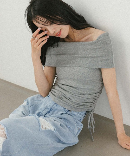 tシャツ サイドドロスド切替トップス レディース Heather tシャツ サイドドロストカットTEE 497305 レディース
