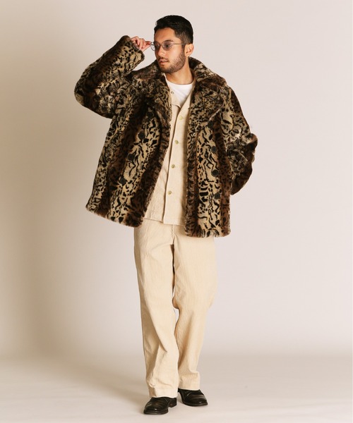 Schott N.Y.C pコート ピーコート Schott/ショット/LEOPARD FUR