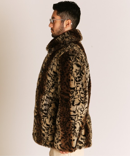 SCHOTT Pコート フェイクファー レオパード Schott N.Y.C pコート ピーコート Schott/ショット/LEOPARD FUR