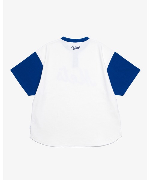 KEBOZ tシャツ × MLB NEW YORK METS ROUND HEM HENLEY NECK S/S