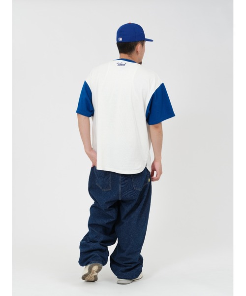 ☆韓国の人気☆【GROVE】☆22SUMMER KINNEY TE.E☆Tシャツ☆ KEBOZ tシャツ × MLB NEW YORK METS ROUND HEM HENLEY NECK S/S