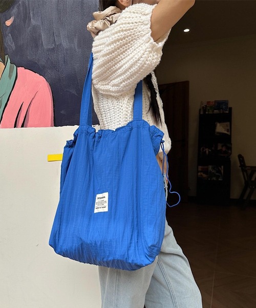 VIBGYOR トートバッグ Mignonjour/ストライプ巾着トートバッグ M2774