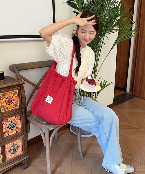 VIBGYOR トートバッグ Mignonjour/ストライプ巾着トートバッグ M2774