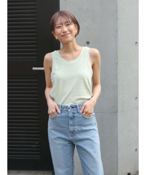 タンクトップ ノースリーブ リネンレーヨン天竺ノースリーブプルオーバー レディース リネンレーヨン天竺ノースリーブプルオーバー｜BIGI online