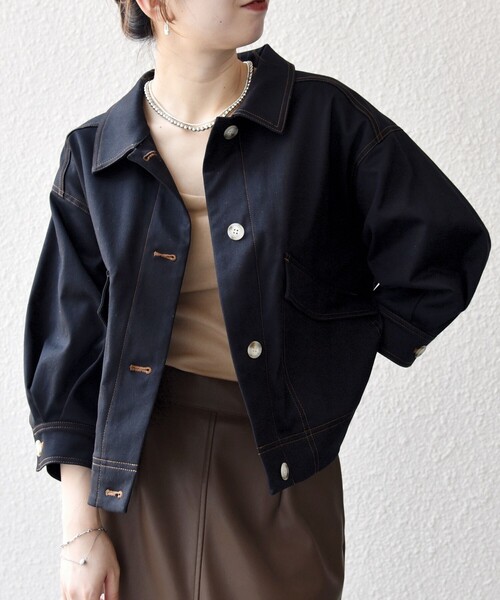 SHIPS any ブルゾン アウター any:「洗濯機可能」チノ ステッチ