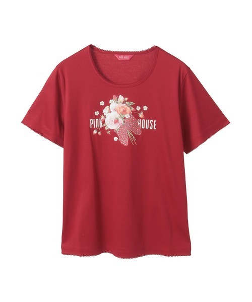 PINK HOUSE tシャツ リボンブーケプリントカットソー レディース