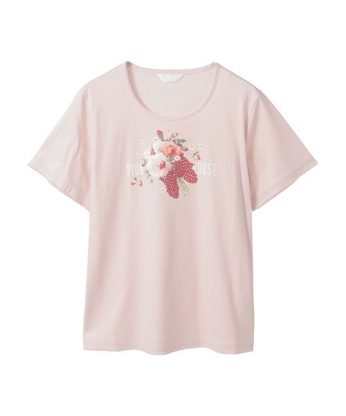 PINK HOUSE tシャツ リボンブーケプリントカットソー レディース