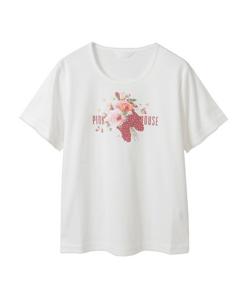 PINK HOUSE tシャツ リボンブーケプリントカットソー レディース