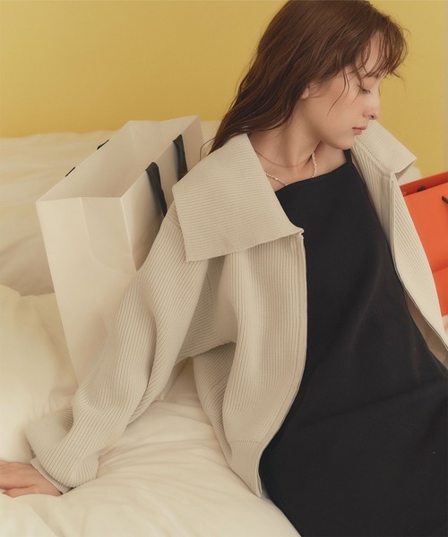 「titivate」 ジップアップブルゾン FREE ネイビー レディース_画像6