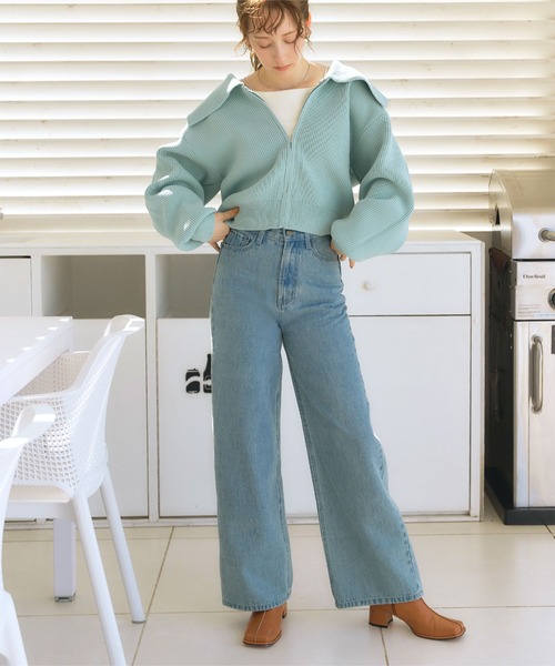 「titivate」 ジップアップブルゾン FREE ネイビー レディース_画像7