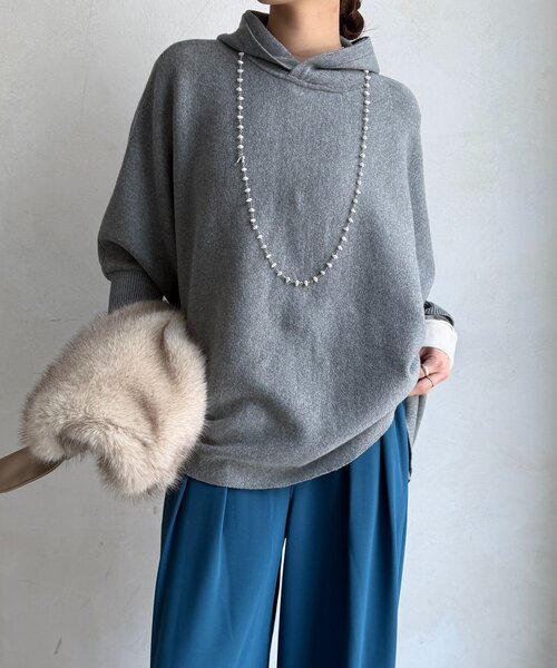 DouDou（ドゥドゥ） ニット セーター フーディーポンチョニット