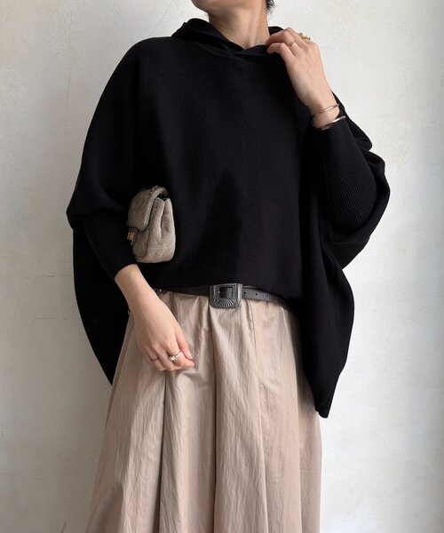 DouDou（ドゥドゥ） ニット セーター フーディーポンチョニット