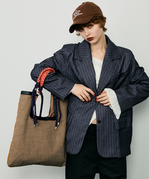 uyu. トートバッグ バイカラー異素材ミックストートバッグ レディース