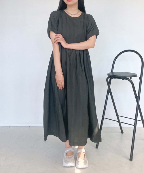 「AS KNOW AS plus」 半袖ワンピース FREE チャコールグレー レディース_画像2