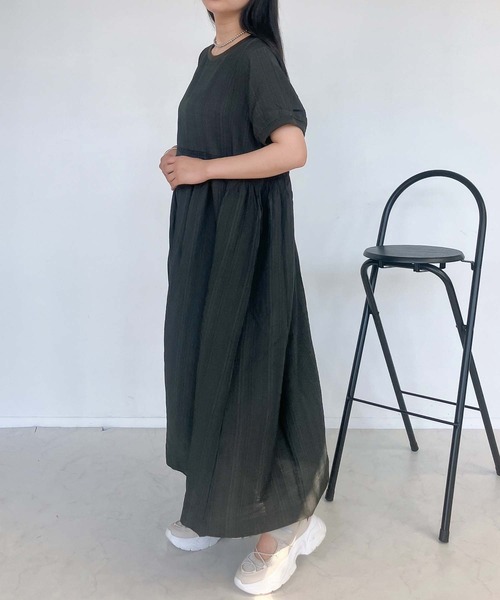 「AS KNOW AS plus」 半袖ワンピース FREE チャコールグレー レディース_画像3