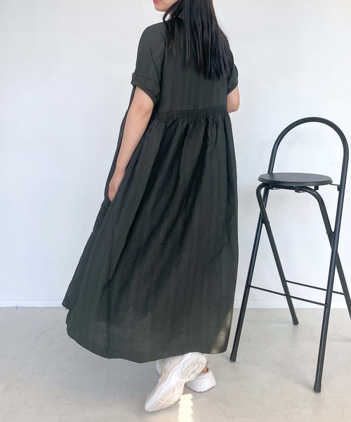 「AS KNOW AS plus」 半袖ワンピース FREE チャコールグレー レディース_画像5