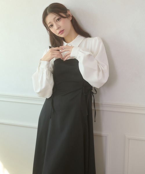 Ambre Neige（アンブルネージュ） ワンピース side lace up flare