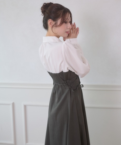 Ambre Neige（アンブルネージュ） ワンピース side lace up flare