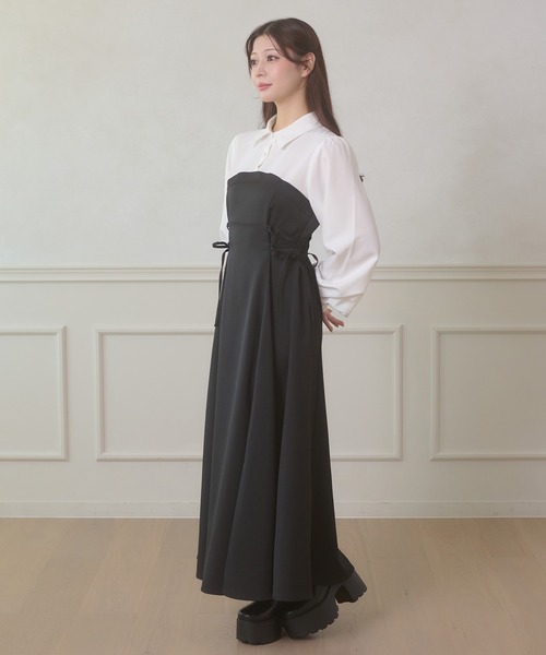 Ambre Neige（アンブルネージュ） ワンピース side lace up flare