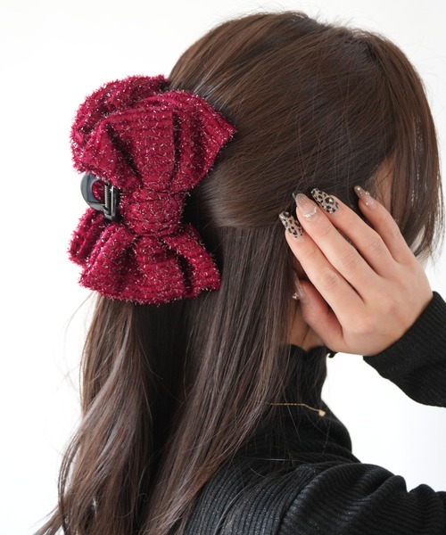 Port（ポート） ヘアクリップ 「 」 キラキラ シャギー ビッグリボン