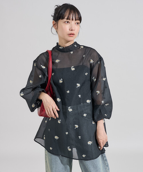 ブラウス シャツ 2WAY シアージャガードチュニックブラウス レディース | FREAK'S STORE | 09