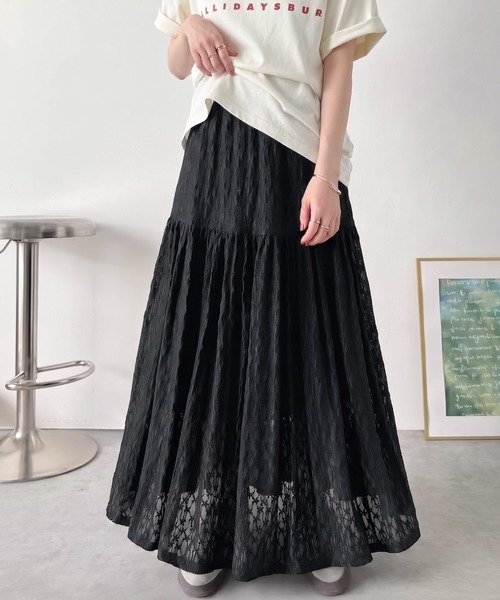 美品✨エンフォルド 36 S ポリエステル ブラック ウェーブスカート ENFOLD（エンフォルド） ロングスカート 36 ブラック レディース
