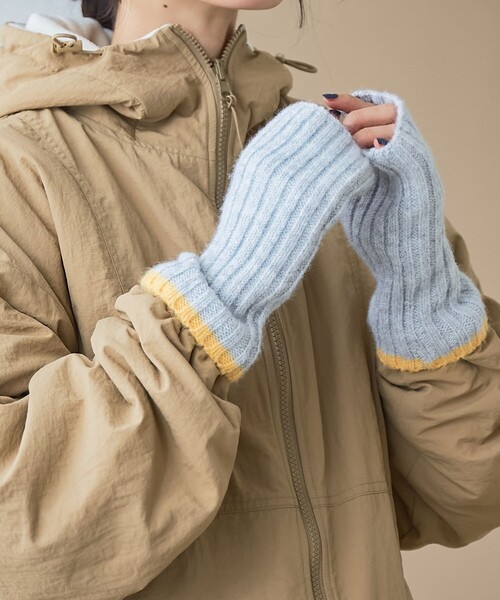 coen（コーエン） アームカバー 配色ラインリブアームウォーマー