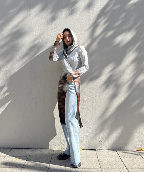 Ameri（アメリ） tシャツ UND LANDSCAPE PRINT LONG TOP レディース