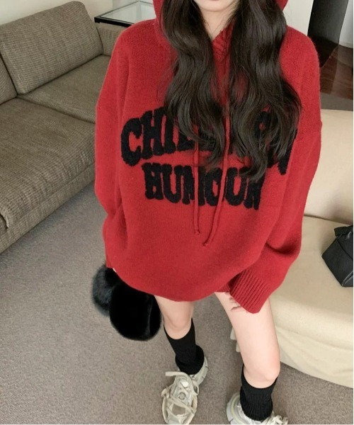 ロゴニットフーディ FUN ニット セーター フードロゴニット レディース : ZOZOTOWN Yahoo