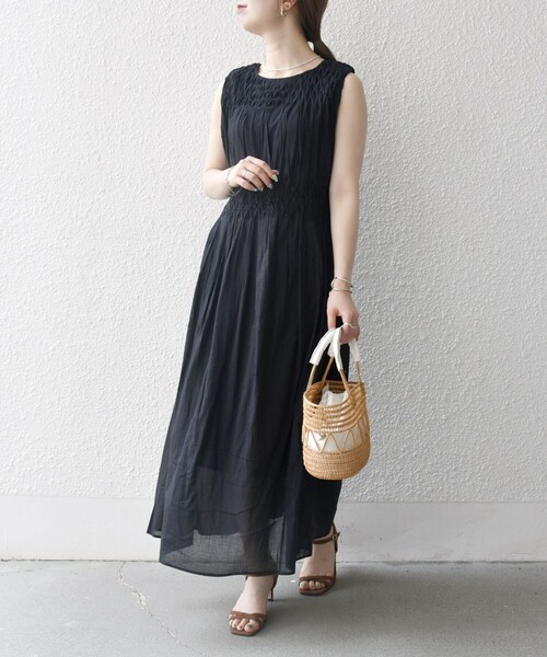 「SHIPS any」 ノースリーブワンピース ONE SIZE ネイビー レディース_画像3