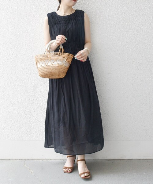 「SHIPS any」 ノースリーブワンピース ONE SIZE ネイビー レディース_画像7