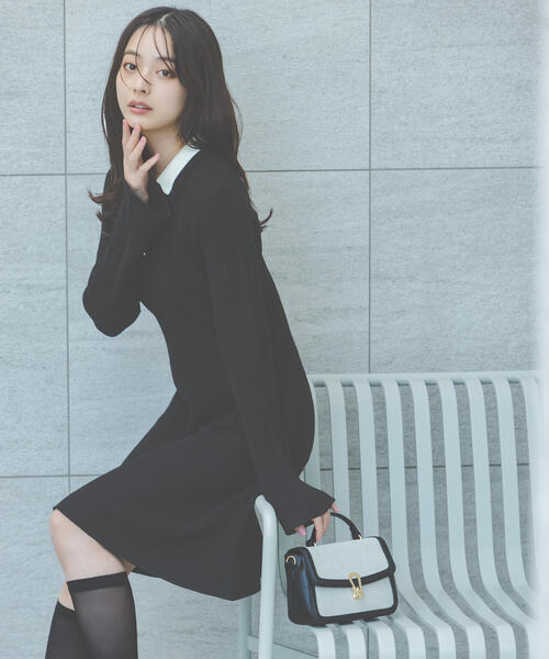 【未使用】エディットコロン　ニット　Edit Corogne EDIT COLOGNE（エディットコロン） ワンピース 「E」ポロミニニット